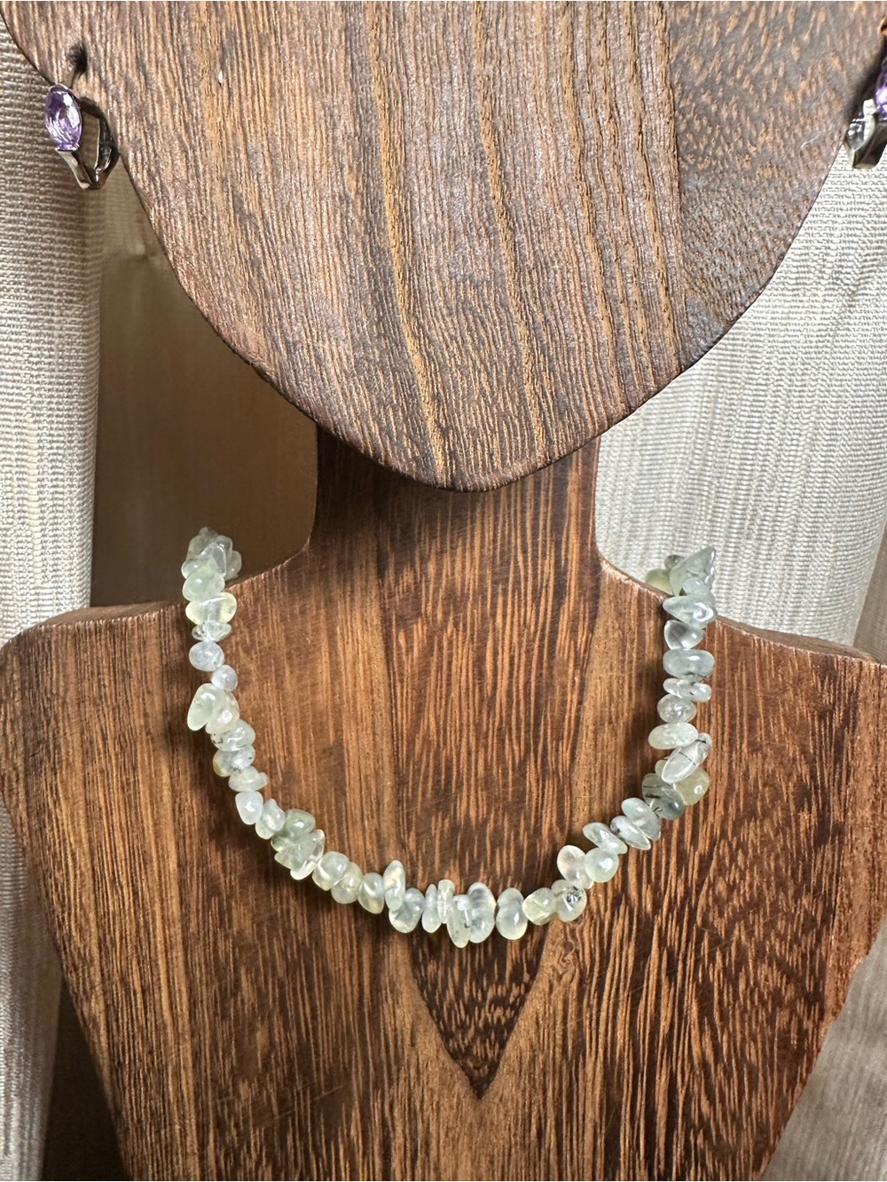 Light Green Prehnite Crystal Chips Necklace - Rutile and Green - Picture 2 of 7